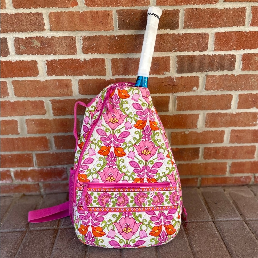 Vera Bradley Pink Floral Design Sling Tennis Backpack